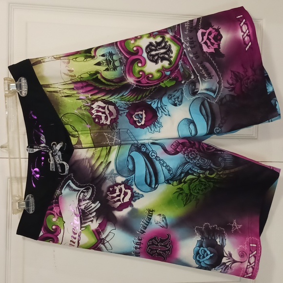 RemeteE Other - RemeteE swim trunks board shorts - 31 - goth rose print black